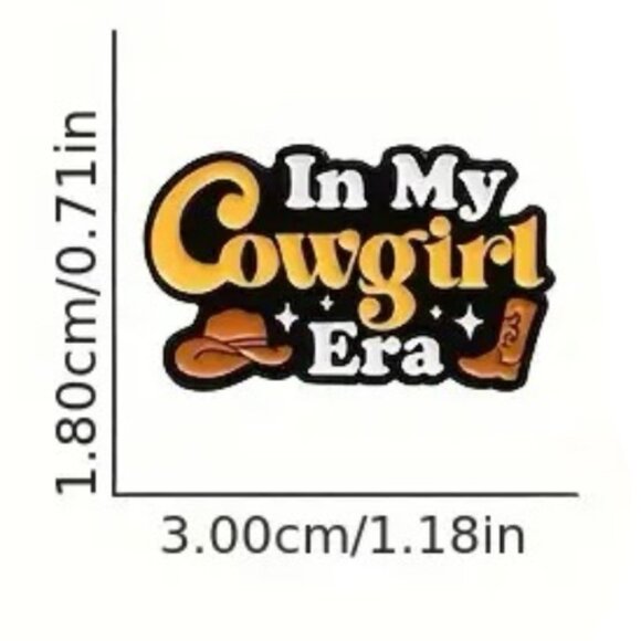 In My Cowgirl Era Hat Boots Funny Enamel Pin Brown White Black - Picture 3 of 5
